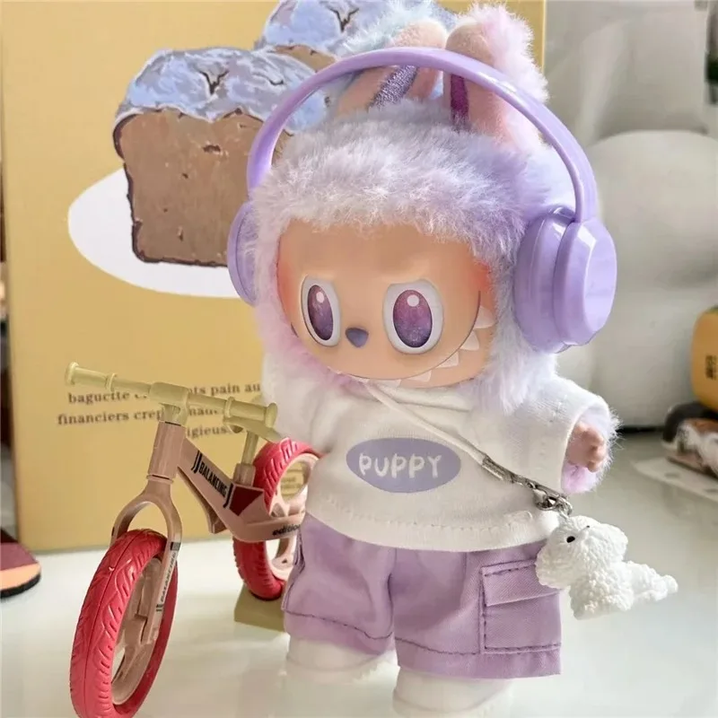 Cute Puppy T-Shirt Cargo Pants Outfit Clothes For Labubu Doll Sports Badminton Tennis Ball Outfit Clothing Shoes Set Accessories