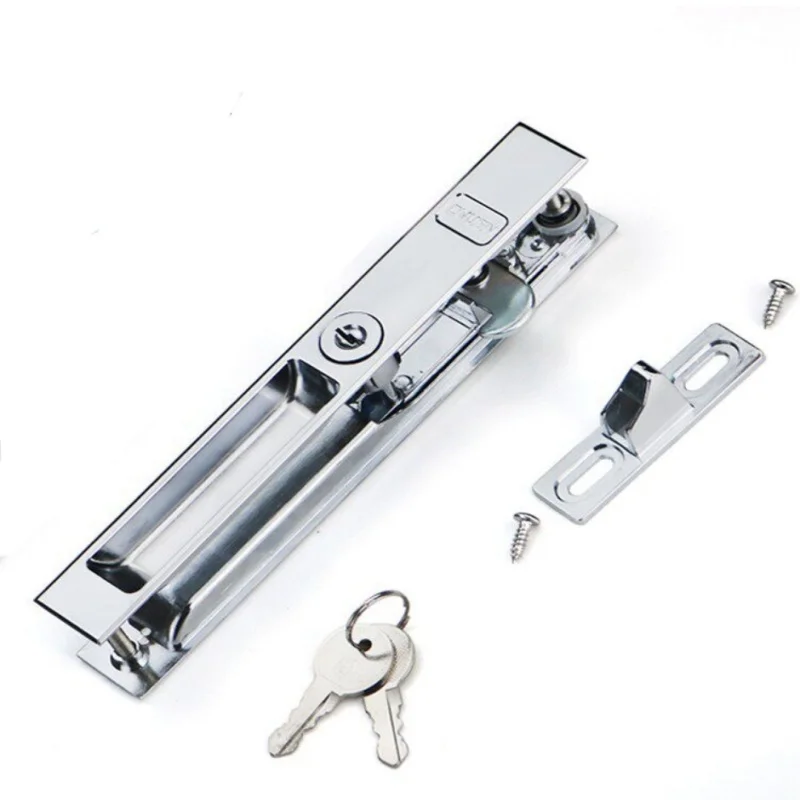 

90 Double-sided Hook Lock Aluminum Alloy Sliding Door Two-sided Stripe Lock Balcony With Key Push-Pull Glass Door Lock Hook