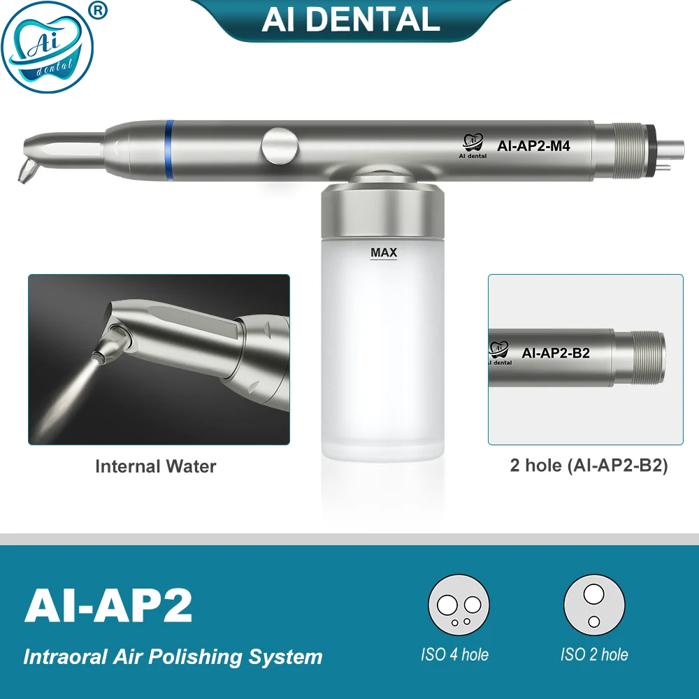 AI-AP2 Dental 2/4 Hole Alumina Air Abrasion Sandblaster 360 Degree Rotation Air Polisher with Inner Water for Teeth Whitening