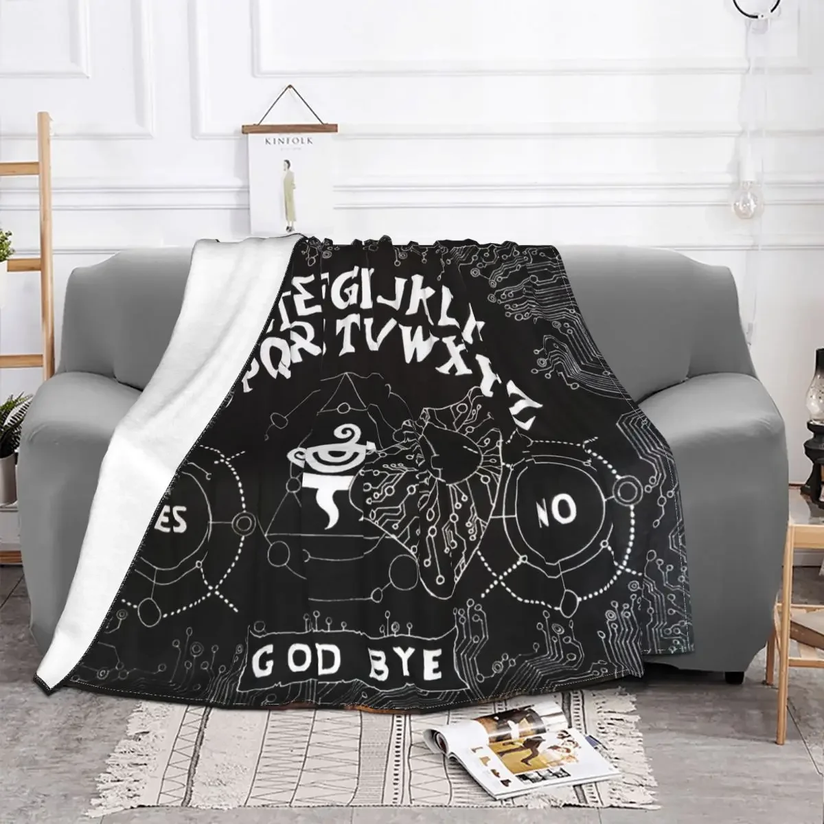 Ouija Board Demon Eye Blanket Cover Mystical Vintage Magic Flannel Throw Blankets Bedroom Sofa Printed Soft Warm Bedspread