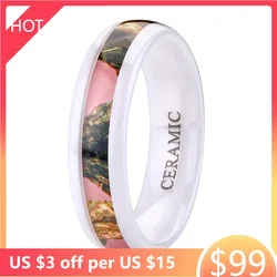 Kolmnsta Ceramic Ring In Black and White, with Color Painting Polished Beveled Edge Plating Wedding Ring for Couples