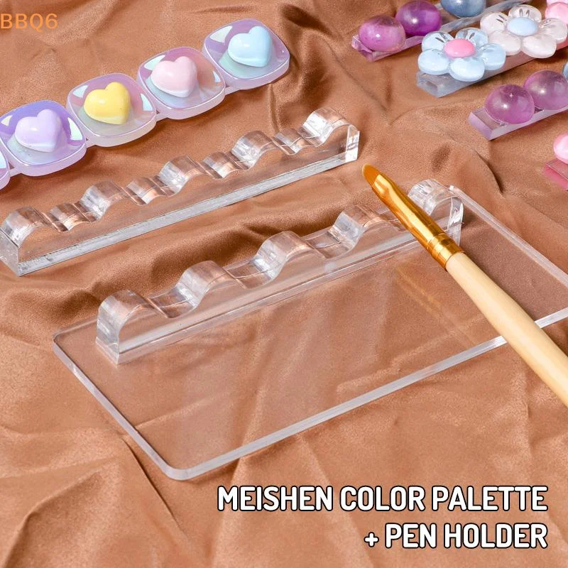 *Reusable Nail Art Palette With Nail Art Pen Holder Brush Holder Sleek Organizer For Quick Color Mixing And Pen Storage Display