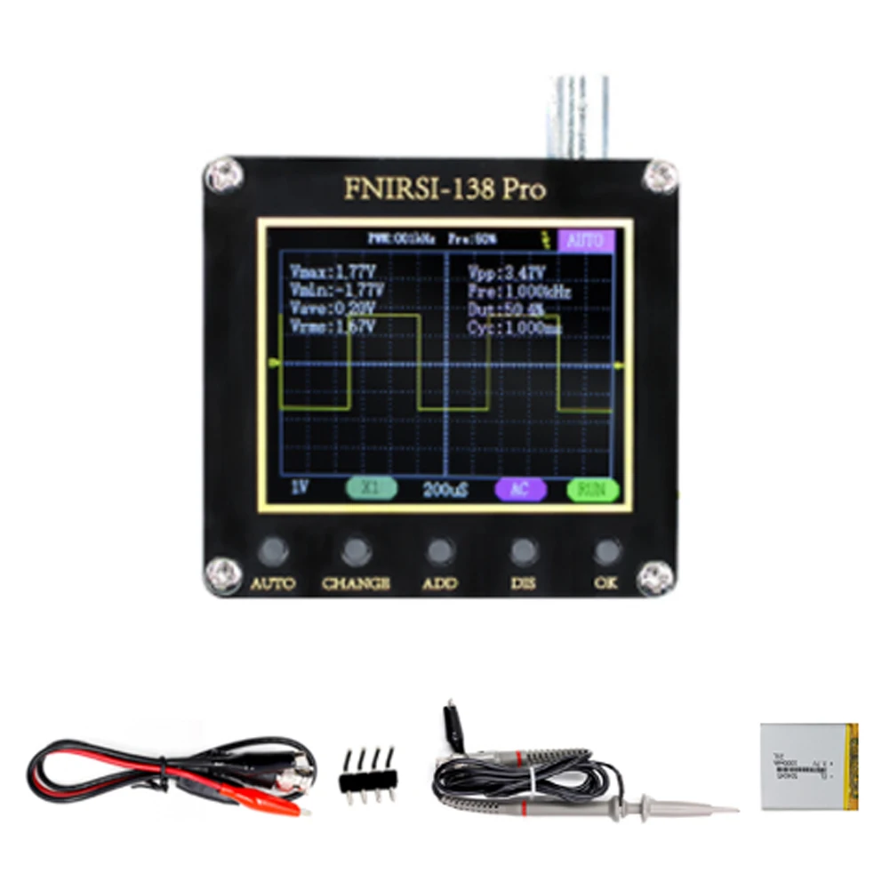 FNIRSI 138pro Handheld Oscilloscope 2.4 Inch Display Multi-function Digital Oscilloscope 2.5MS/s 200KHz PWM Square Waves Output