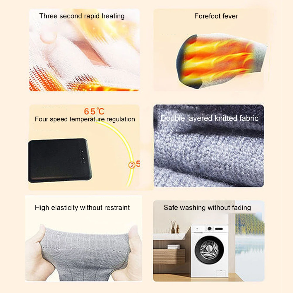 Electric Heated Socks Intelligent Temperature Control Settings Heating Socks Rechargeable Anti-Cold Heating Socks Winter Warm