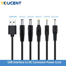 1M/2M USB to DC Port Charging Cable Power Supply Cord Line USB to DC 5.5x2.1 /5.5x2.5 /3.5x1.35/4.0x1.7 /2.5x0.7 MM Connector