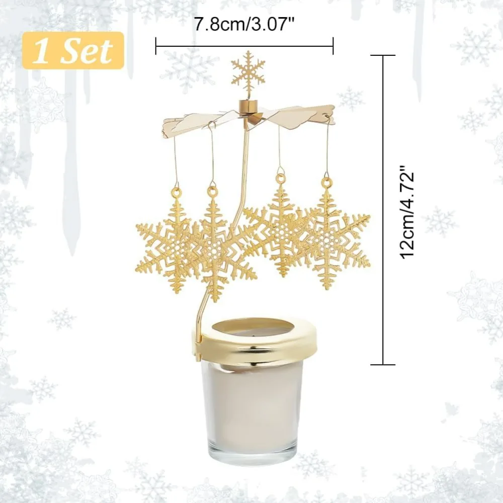 Stainless Steel Rotating Candlestick Tealight Candle Holder Gold Carousel Candlestick for Witch Altar Decoration Spinning