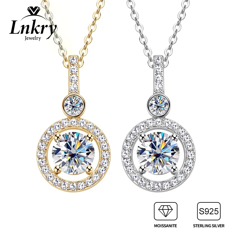 

Lnkry 6.5MM 1CT Certified Moissanite Pendant Necklace For 925 Sterling Silver Clavicle Chain Necklace Couples Wedding Jewelry