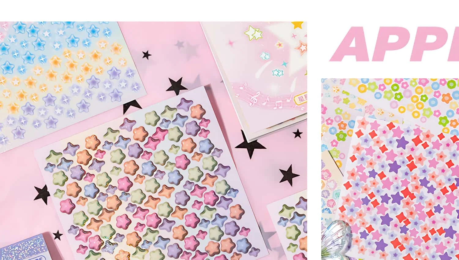 Starstorm 24 Blatt holografisches und mattes Mini-Stickerbuch, 8 x 8 cm, ästhetisches Journaling-Zubehör, Planer, Scrapbooking, Deko-Aufkleber – Detail 7