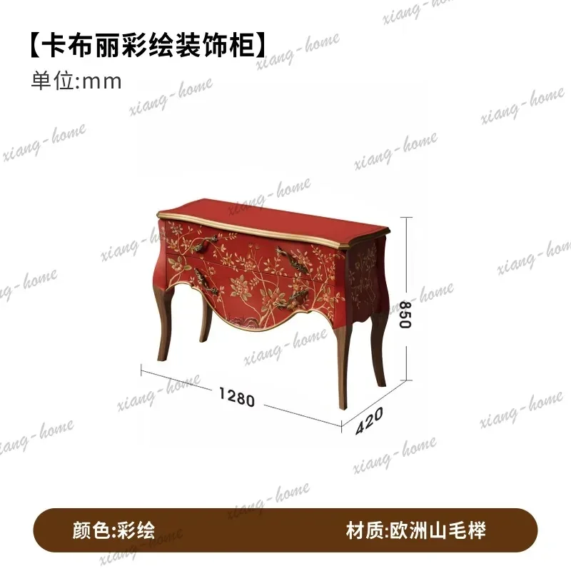 Shiyu Painted Decorative Entryway Cabinet Vintage Style Living Room Bedside Dressing All Solid Wood Side Cabinet