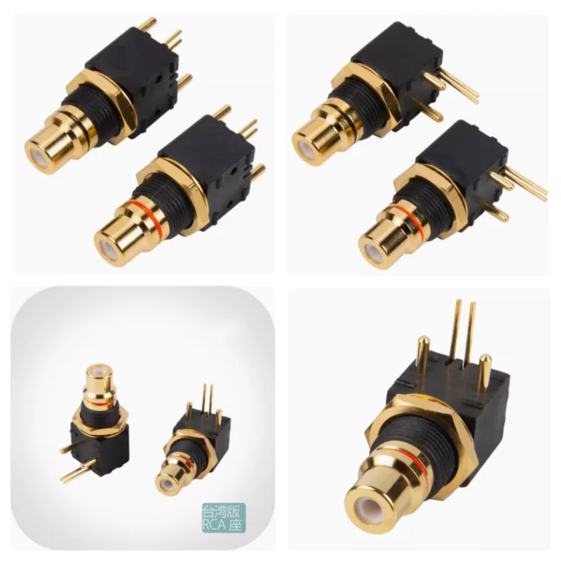 New gold-plated RCA seat turntable DAC decoder digital coaxial input/output PCB 90 degree solder board socket