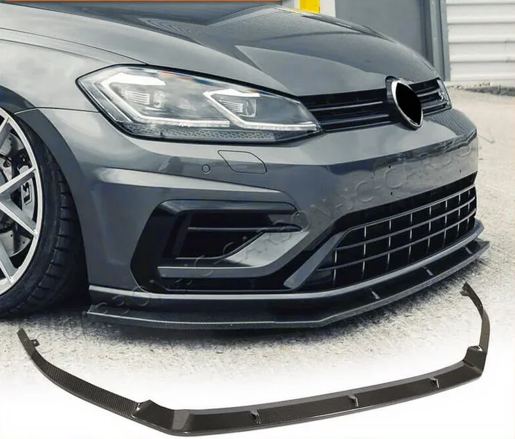 For VW Golf 7.5 MK7.5 R R-line Carbon Fiber Front Bumper Lip Splitter Spoiler 2017 - 2019