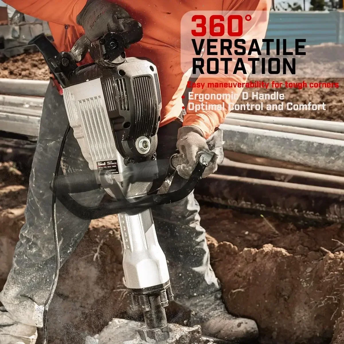 

3600W Electric Demolition Jack Hammer Point Chisel Bits Construction Concrete Breaker Punch Drill with Carrying Case