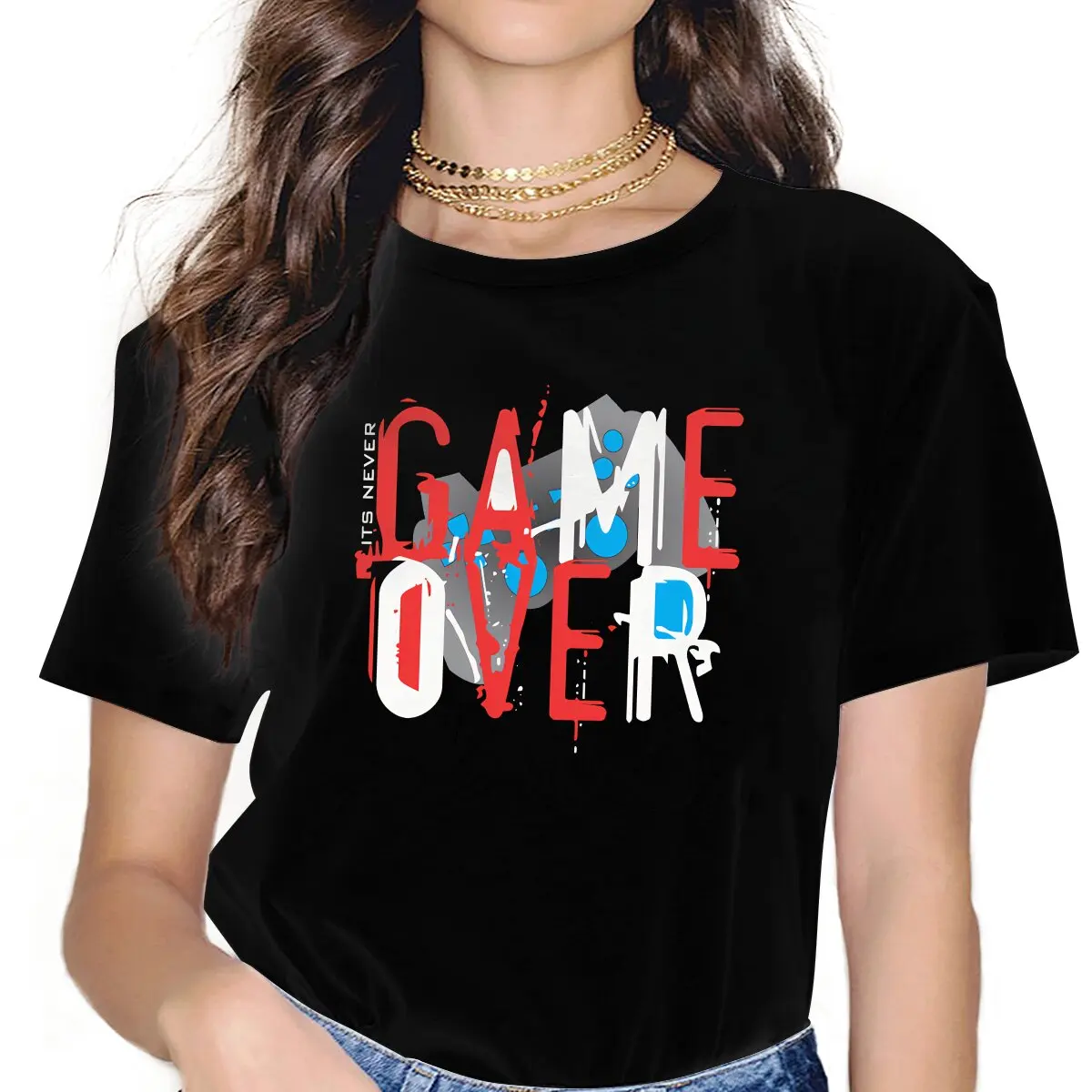 It's Never Game Over Sweet Girls Women T-Shirt Game Over Blusas Harajuku Casual Short Sleeve Vintage Tops