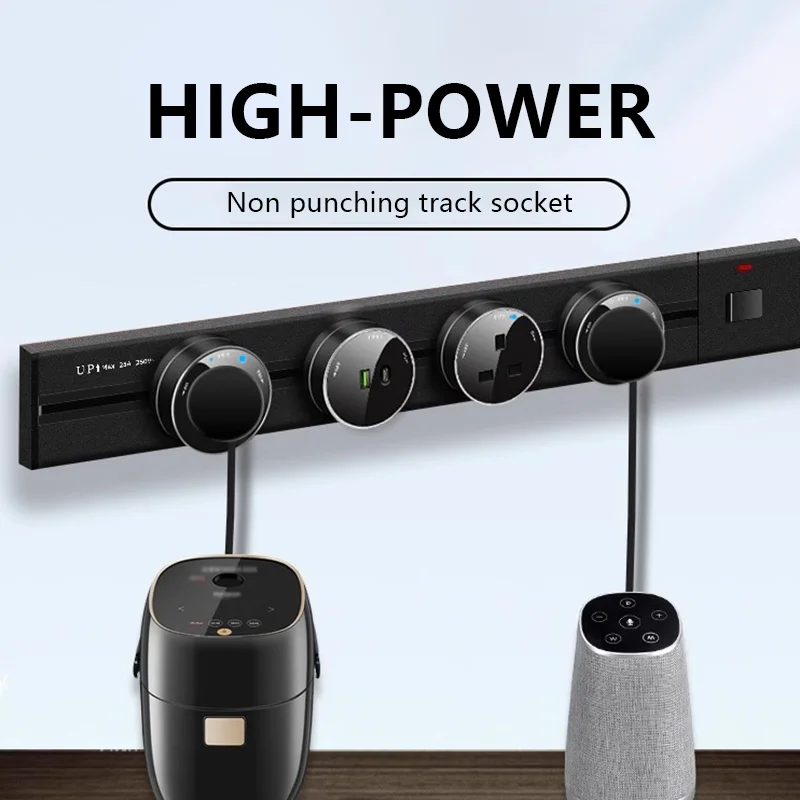 MODERN Track Socket Rail Wall Mounted Movable Sockets High End Home Appliance Power EU US UK Standard USB C Ports