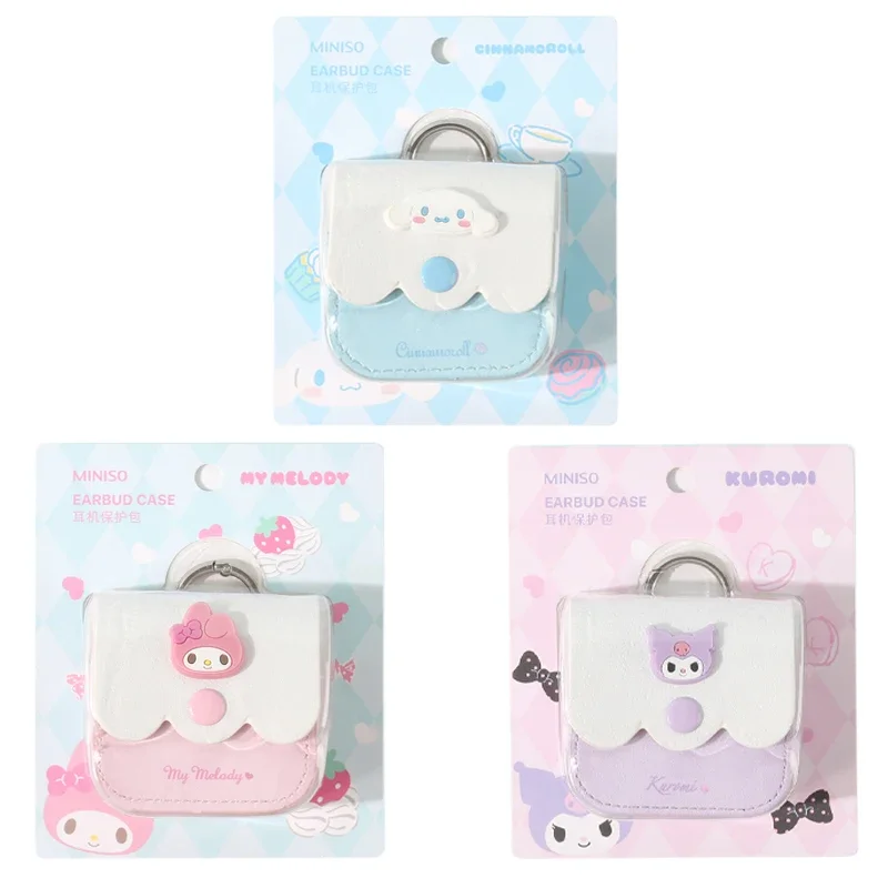 

Cute Cartoon Sanrioed My Melody Cinnamoroll Kuromi PU Bluetooth Earphone Bag Kawaii Doll Earphone Storage Bag Pendant Girl Gift