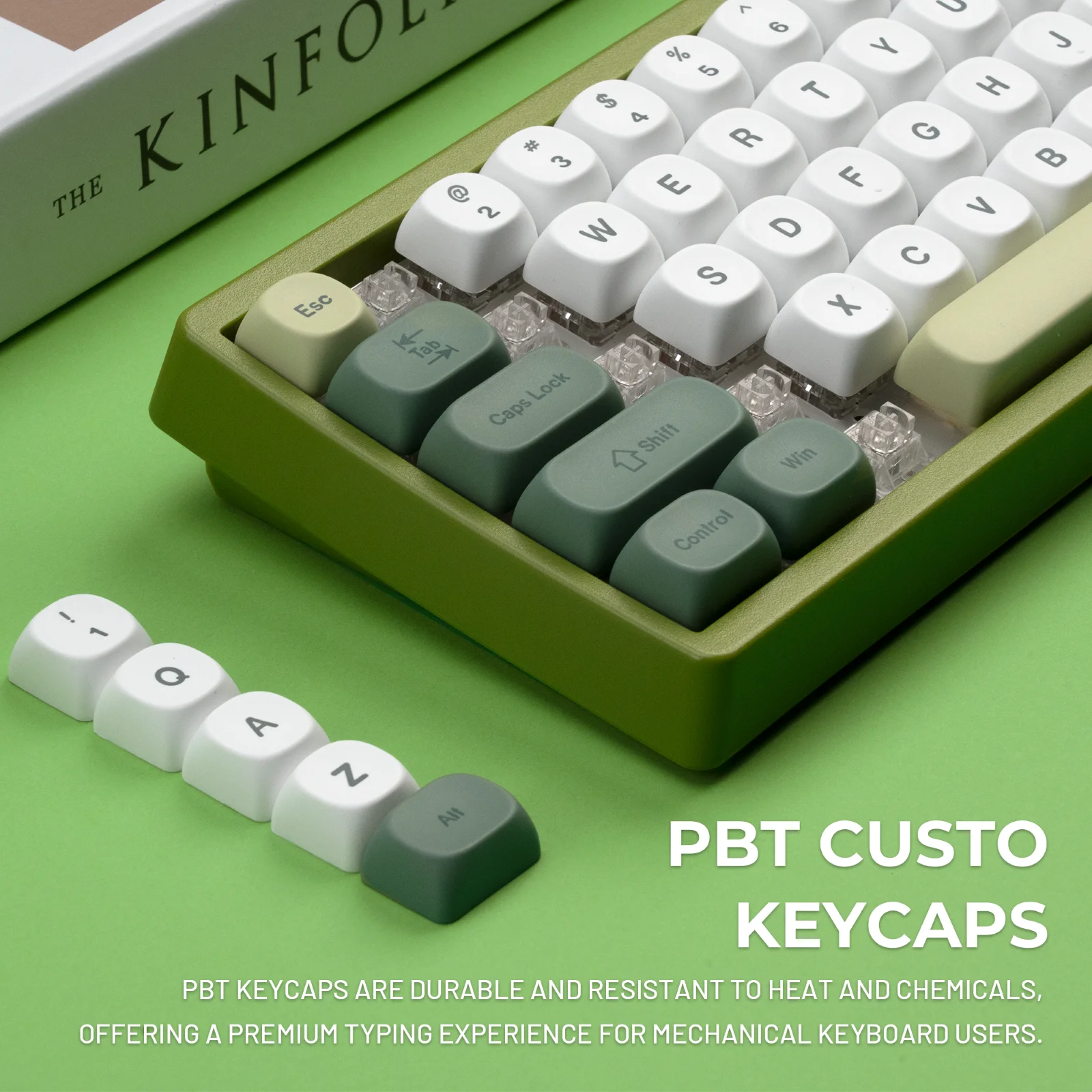 

QBYI Keycaps MOA Profile 5 Side Dye Sublimation 143 Keys PBT Keycaps Green Creamy Keycap Set