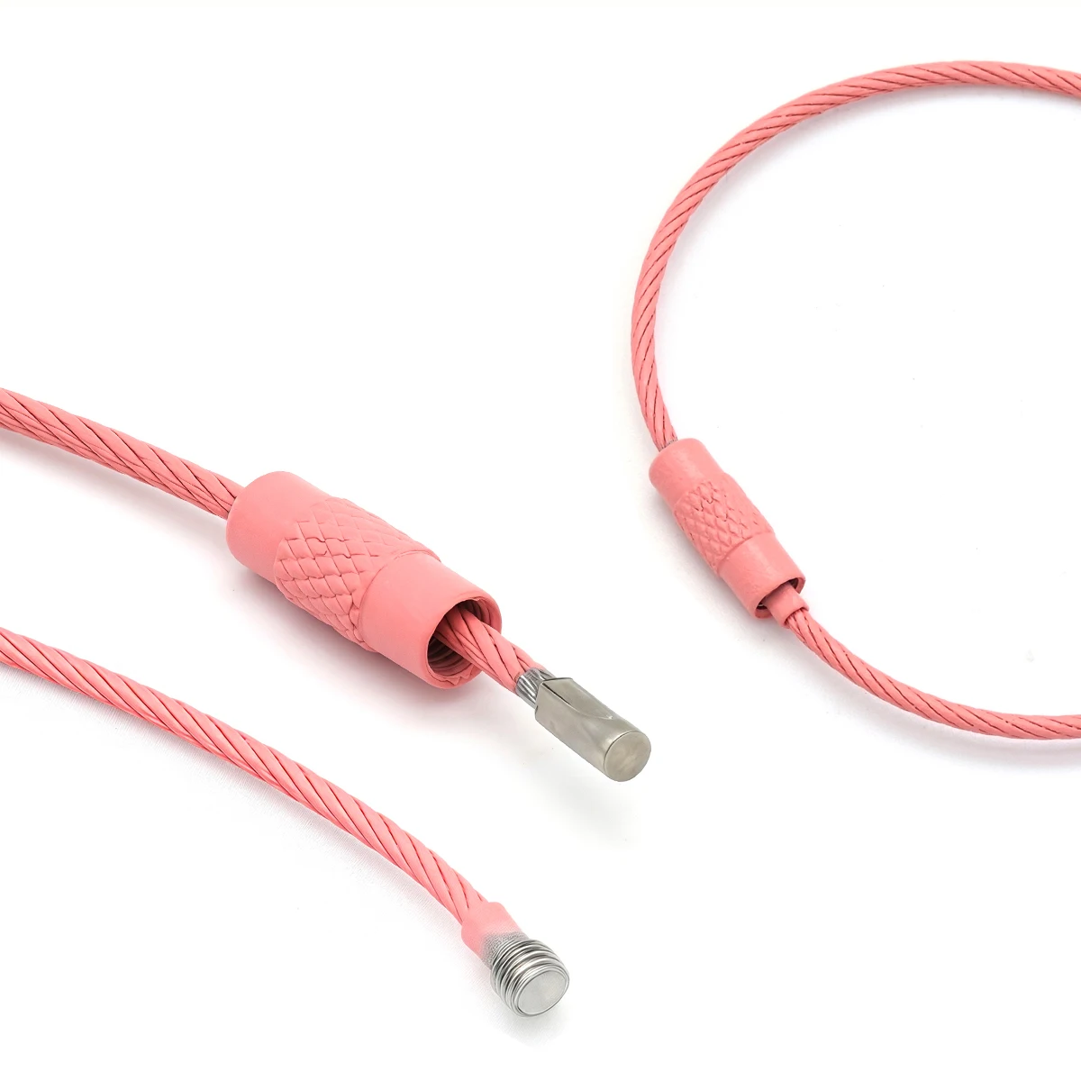 5/10 Stück Edelstahl Schlüsselanhänger Ring Kabel Schlüsselring Drahtseil Schlaufe Outdoor Camping Gepäckanhänger Schraubverschluss Gadget – Detail 4