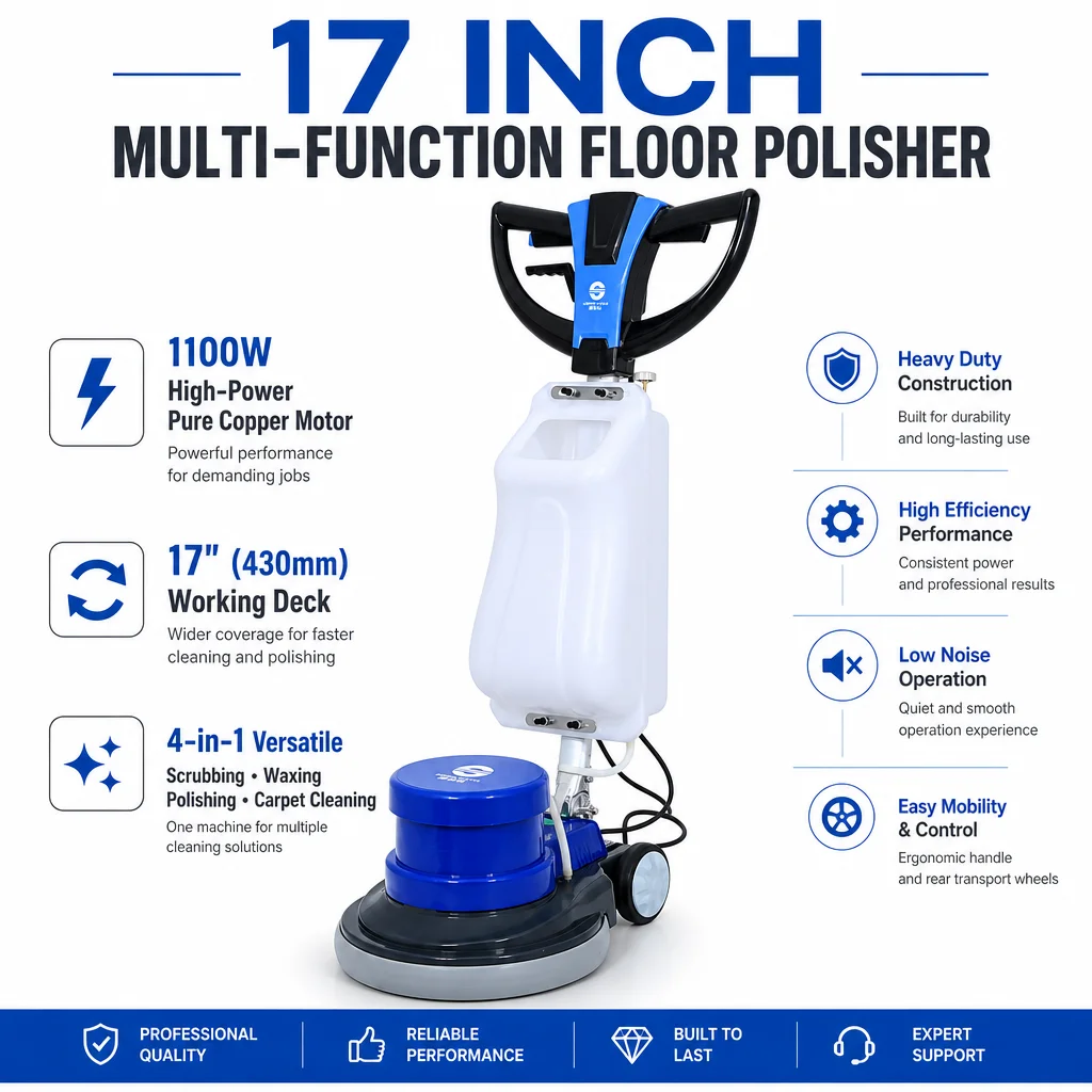 4 in 1 Commercial Floor Cleaning Machine 12m Cable Electric Single Disc Carpet Scrubber Floor Buffer Polisher with Water Tank