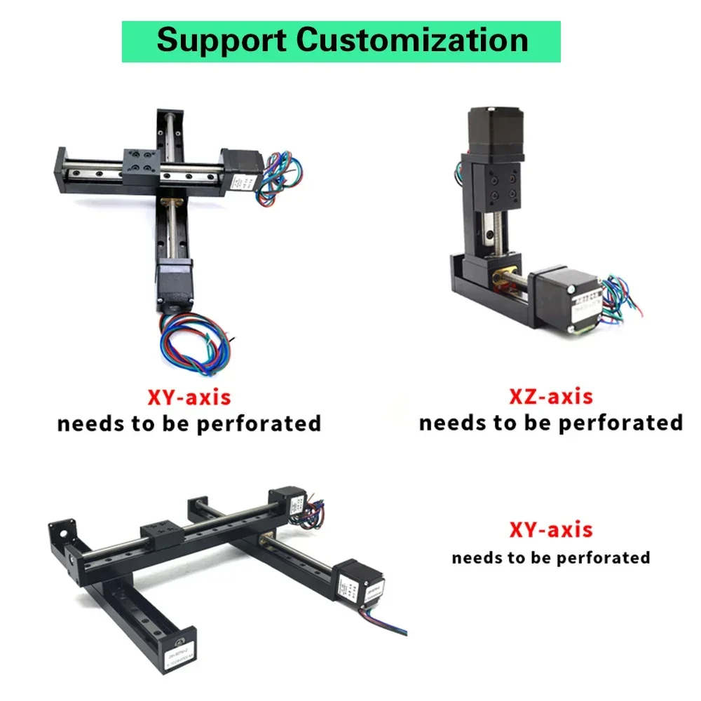 CNC Mini Sliding Table with Limit Sensor T-type Linear Guide Rail Motor Kit Motion Stage Linear Stage XYZ Axis Sliding Platform