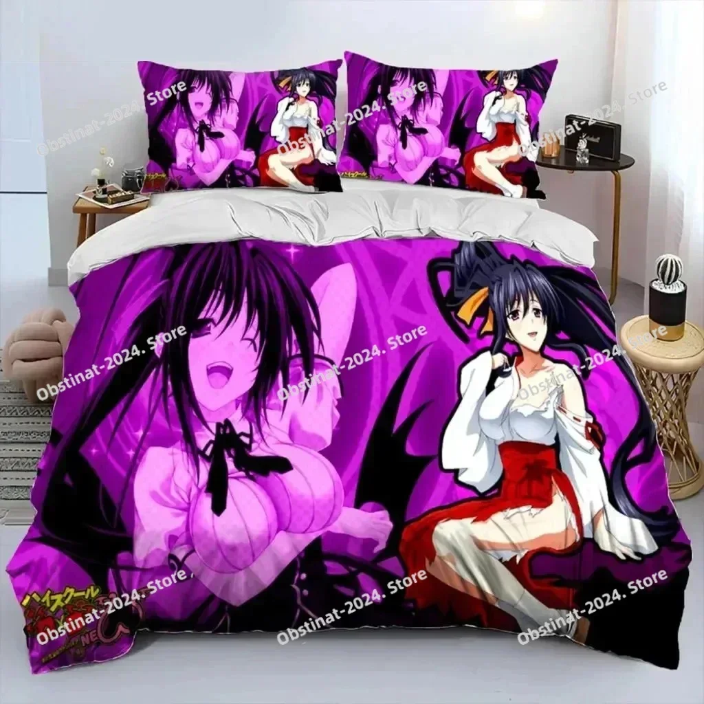 Anime High School DxD Sexy Rias Bedding Set Printed Set Duvet Cover Sheet Pillowcase Bed Full Quilt Cover Soft Queen King Size