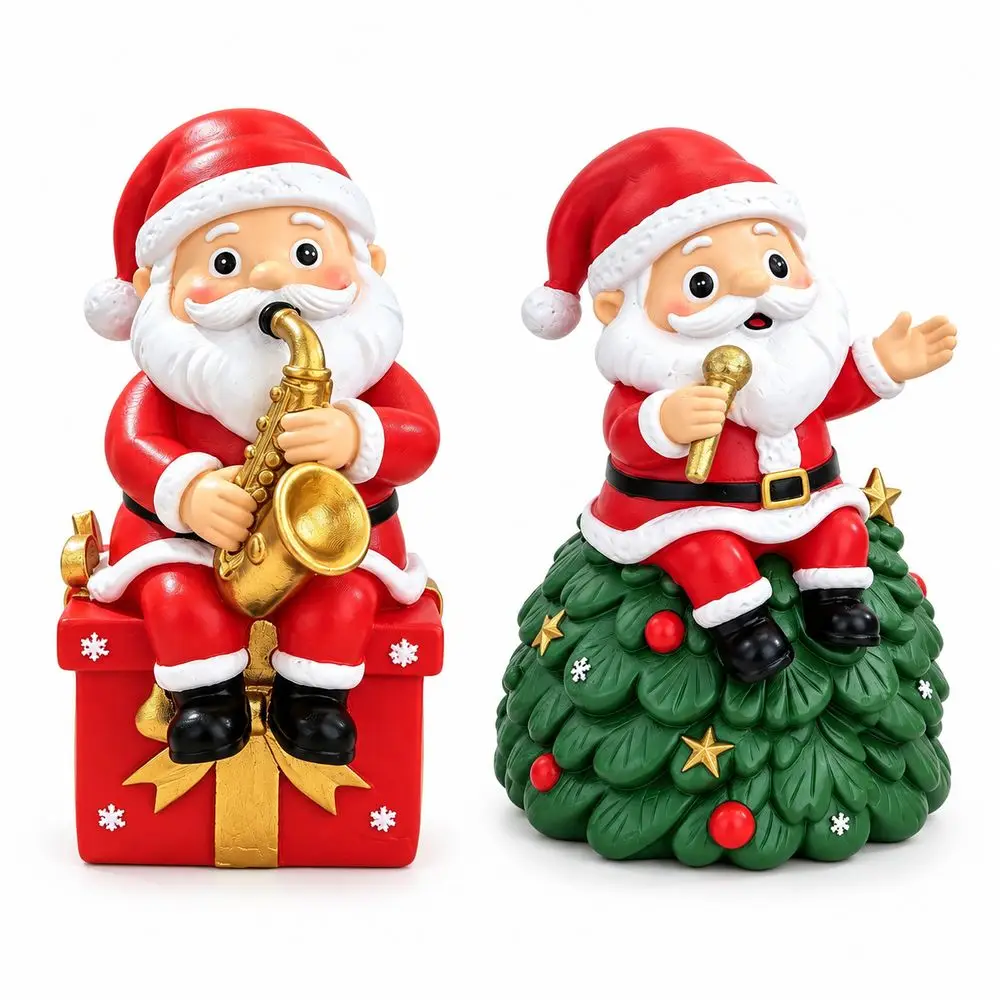 Saxophone Playing Christmas Santa Figurine Singing Santa Christmas Tree Base Musical Santa Figurine Tabletop Festive Red Green