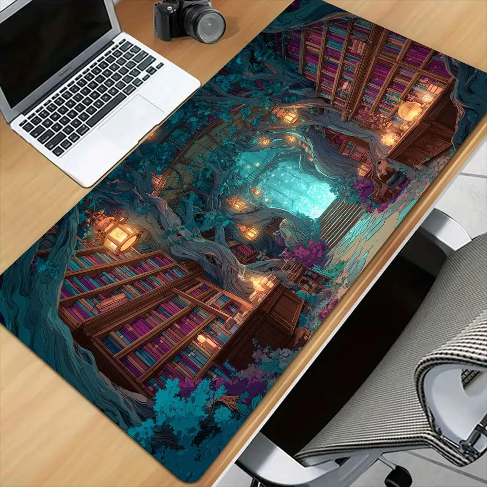 Fantasy Magic Library Mouse Pad Desk Mat Large Computer Office Carpet XXL Mousepad Gamer Gaming PC Accessories Keyboard Rug
