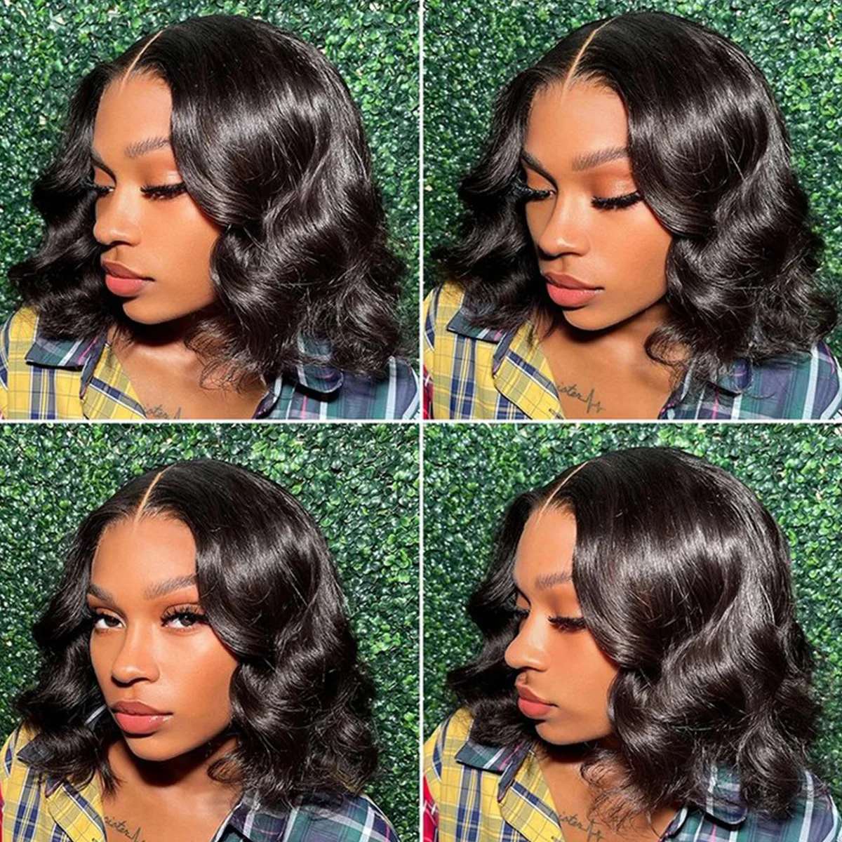 Bob Wig 4x4 Body Wave Lace Front Wigs Human Hair Wig for Black Women Pre Plucked Short Bob Wig 180 Density Indian Hair 8-16 inch