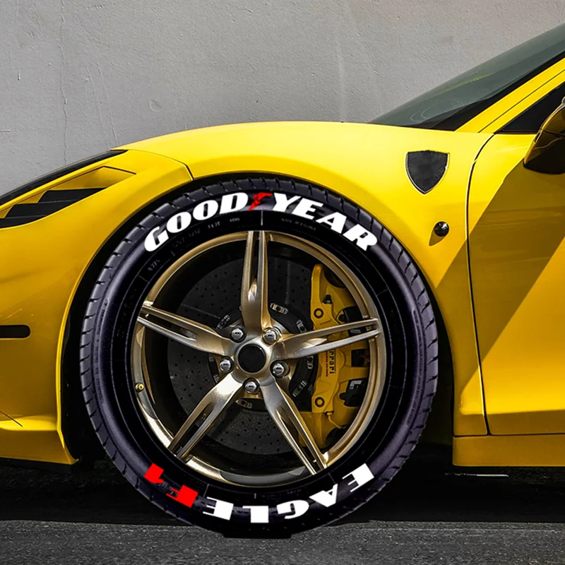 

For GOODYEAR EAGLE F1 Rubber Sticker 3D Car Tire Letter Decal Decorative for Racing Tires of Type Decals Auto Accessories