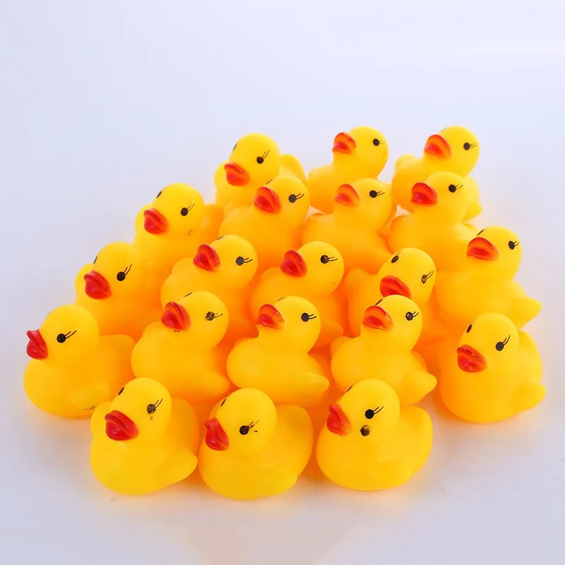 10 Uds. De juguetes de baño para bebé con pato amarillo pequeño y bonito, juguetes para apretar de goma BB para baño, diversión con agua, juguete clásico para carreras, juguetes para niños chirriantes