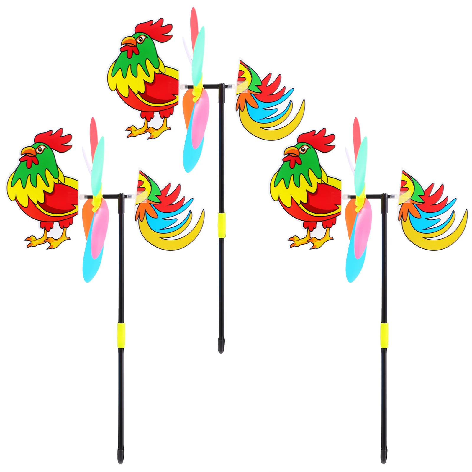 

3pcs 3D Windmill Garden Decor Lightweight Plastic Toy Cartoon Animal Sunflower nament Festive Balcony Lawn Gifts