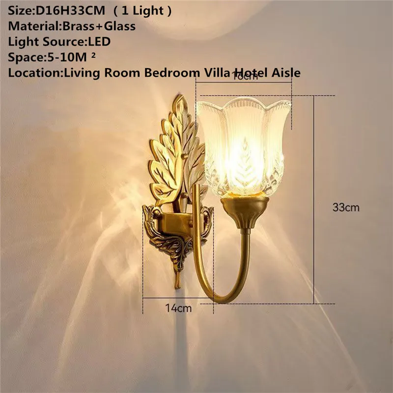 OUFULA Contemporary Brass Wall Lamp American Retro LED Living Room Bedroom Study Room Hotel Villa Model Room Hall Way Aisle Ligh