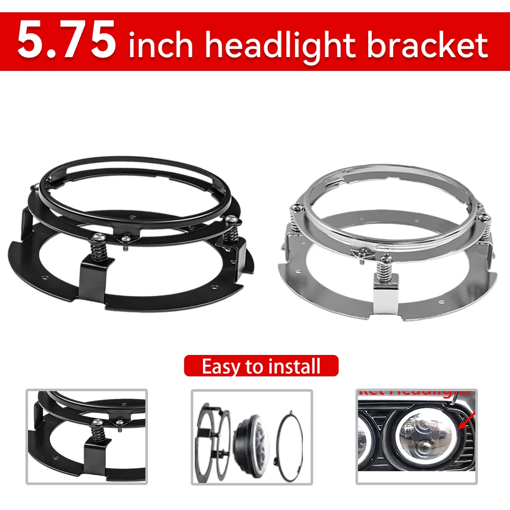 Universelle Runde 5 3/4" 5,75 Zoll Motorrad LED-Scheinwerfer Montagehalterung Schwarz/Silber Motorrad-Scheinwerferhalterung Ring