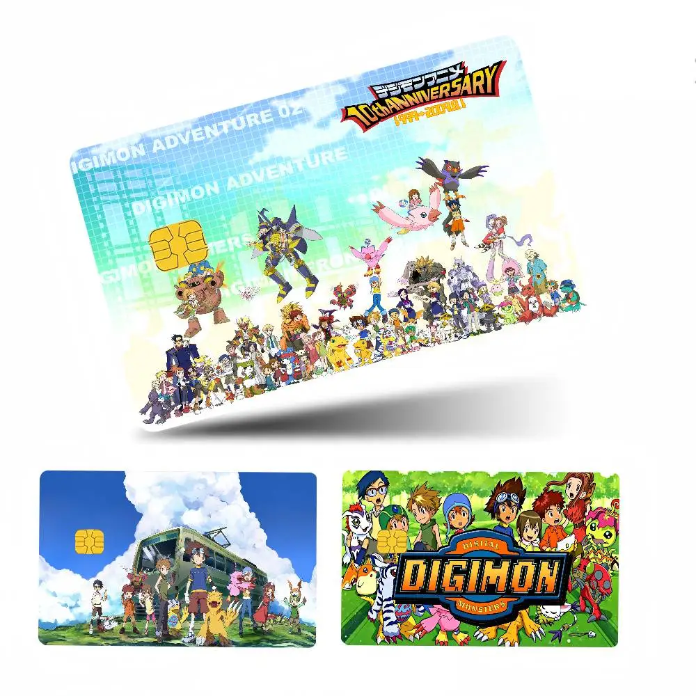 Digimon Adventure Monster Game Anime Cartoon 1 Set Of 4 Pcs Bear Skin Sticker Tape Case For Big Credit Debit Card Front Side