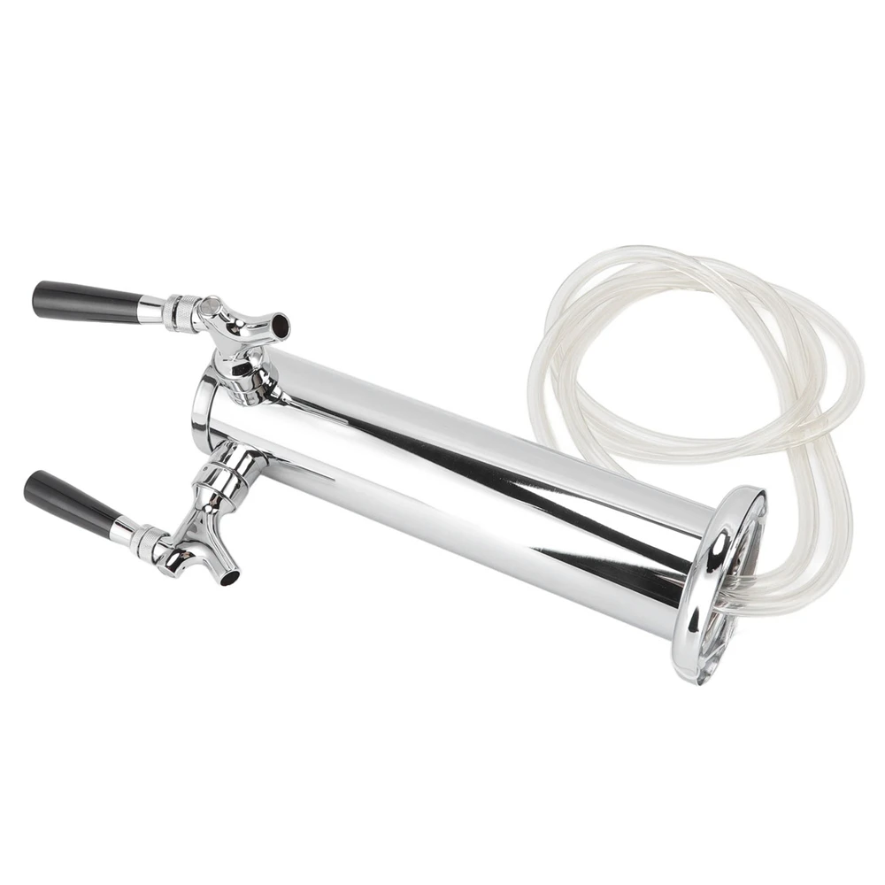 Double Taps Draft Beer Tower Dispenser Stainless Steel Keg Beer Drink Tower Homebrew Bar Kit