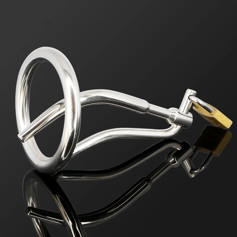 New Cock Cage With Penis Plug Urethral Chastity Cage Cock Ring Metal Stainless Steel Cockring Lock Belt BDSM Sex Tooys For Man