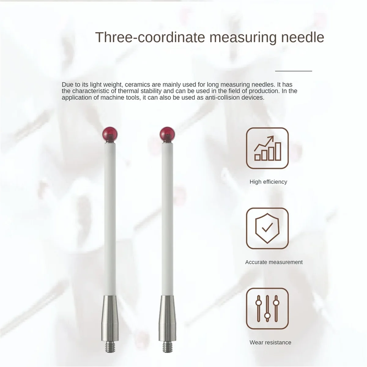 ABZL 2 uds CMM sonda Stylus 6mm punta de bola CMM sondas de contacto ejes de cerámica sonda accesorios de prueba para Renishaw A-5000-3709