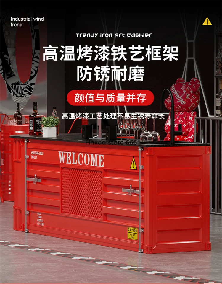 Wrought iron container retro corner reception desk