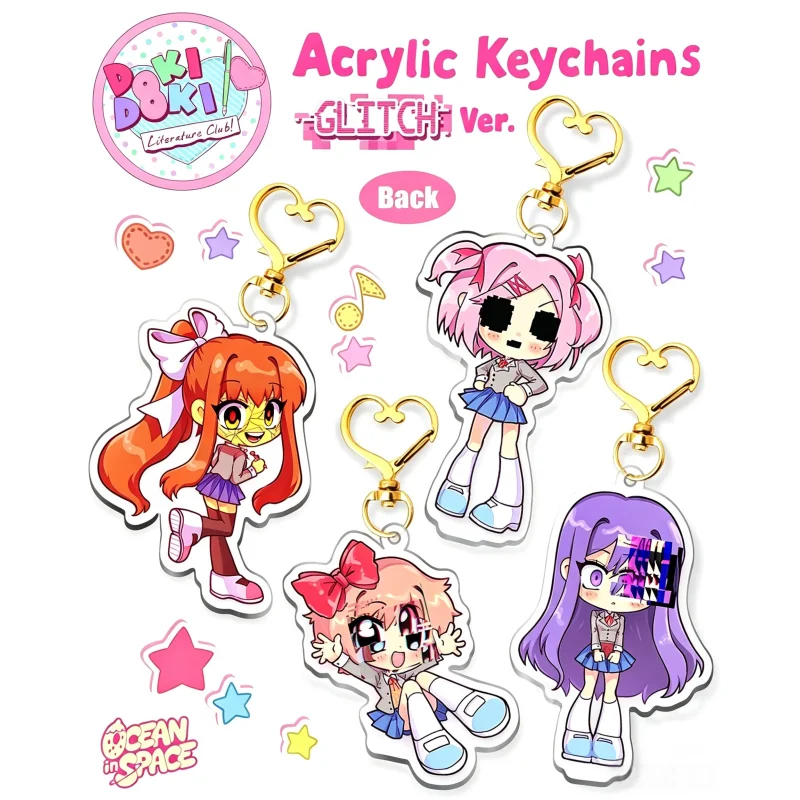 Monika Natsuki Sayori Yuri Double Sided 5cm Acrylic Keychain Cute Heart Hook Doki Doki Literature Club Bag Collectible Gift