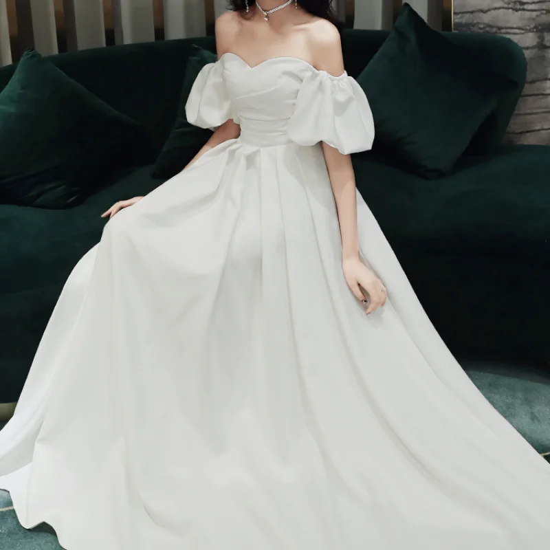 

Sexy White Off Shoulder Evening Party Dress Temperament Slim Banquet Dress Elegant Celebrity Dreamy Prom Dress 2023 Summer