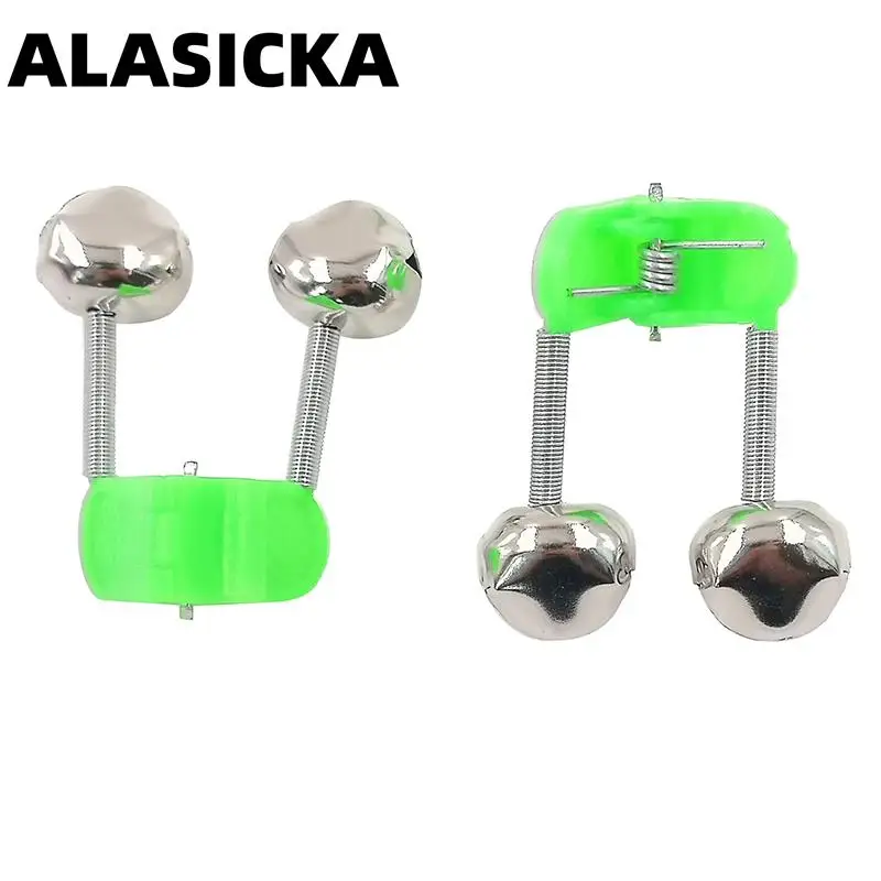 

ALASICKA 5pcs/lot Fishing Rod Bell Rod Clamp Tip Clip Bells Ring Fishing Bite Alarms Green ABS Fishing Accessory Outdoor Metal