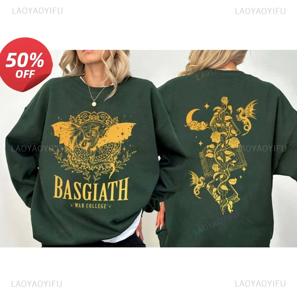 Basgiath Long Sleeve Hoody Basgiath War College Pullovers Dragon Book Fantasy Reader Bookish Fourth Wing Dragon Rider Sweatshirt