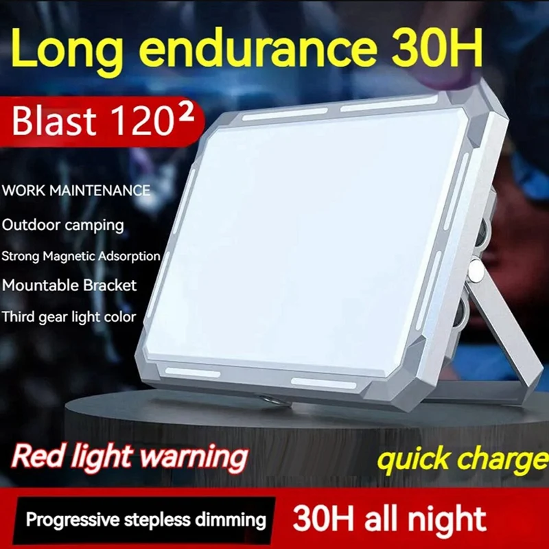 LED Camping Tent Light Rechargeable Searchlight Silver-White Outdoor Emergency Lighting Waterproof Hanging Night Lamp