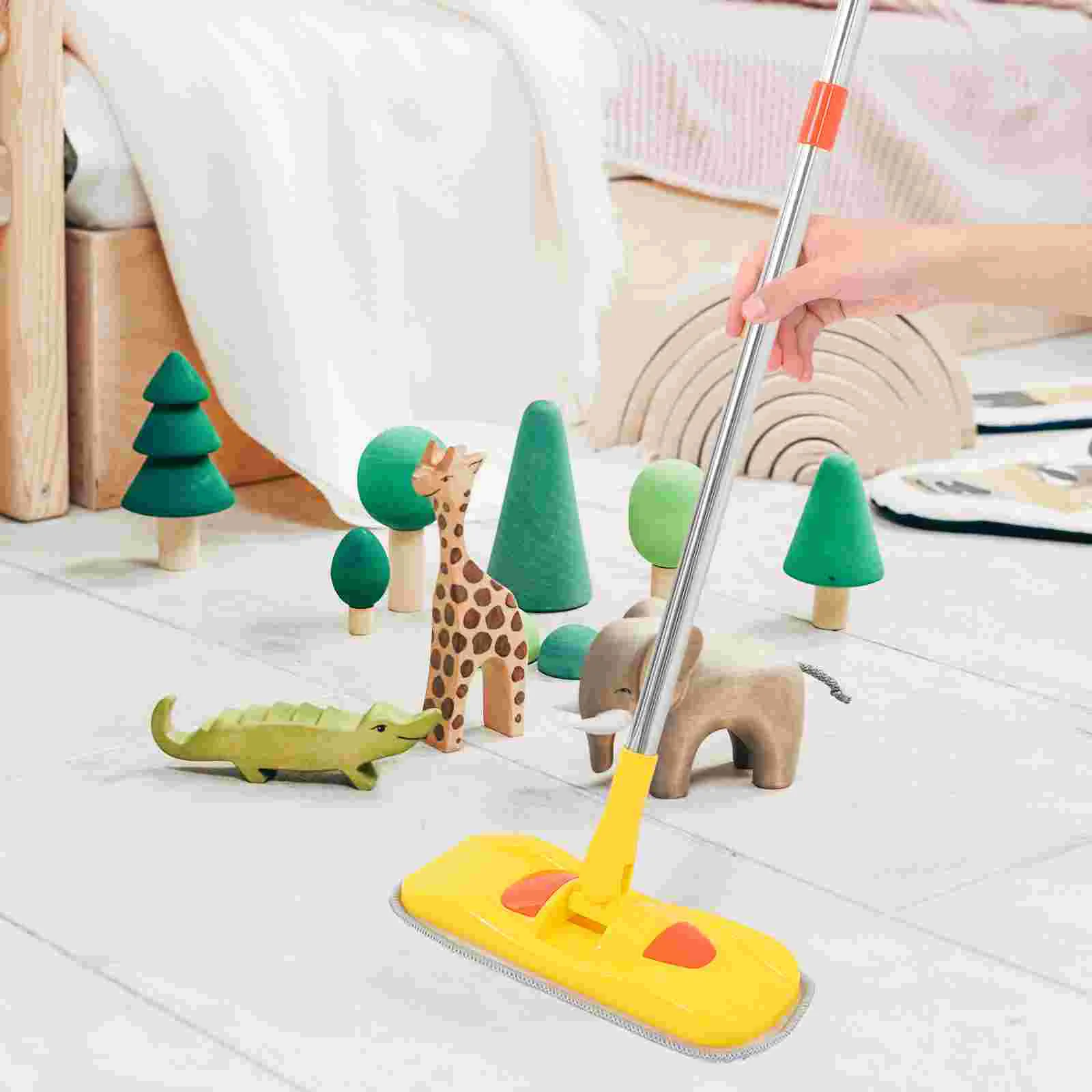Mini Mop Fiber Toddler Housekeeping Toddler Educational Toy Kids Cleaning Tools Yellow Car Shape Chenille Plaything