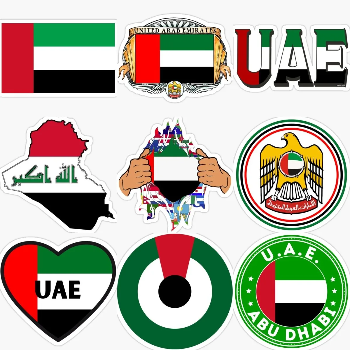 United Arab Emirates Flag Map Eagle Emblem Sticker Wall Room Truck Motorcycle Window Car Bicycle Helmet Table Decal Assecories