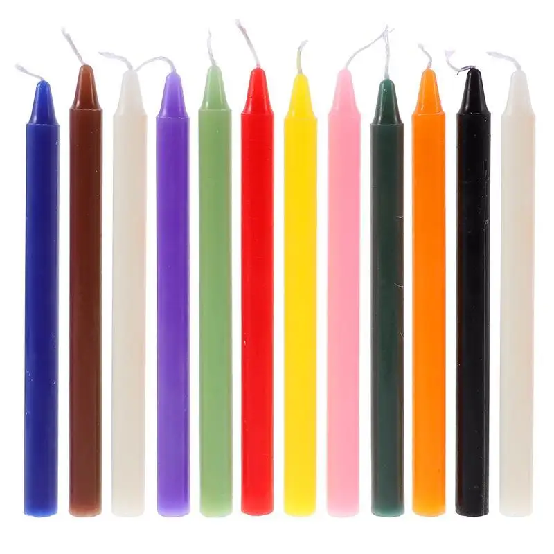 Velas de colores de 16cm, 12 Uds., ideales para fundir carillones, rituales, hechizos, vigilosa, brujería, velas para cena sin perfume, boda