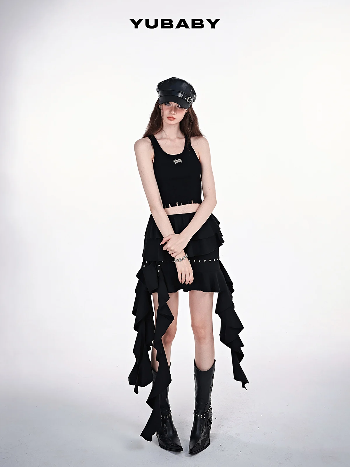 

New Original Harajuku Cool Girl Fashion Gothic Lace Detachable Cake Skirt Female Temperament Slim Sweet Kawaii Black Skirts