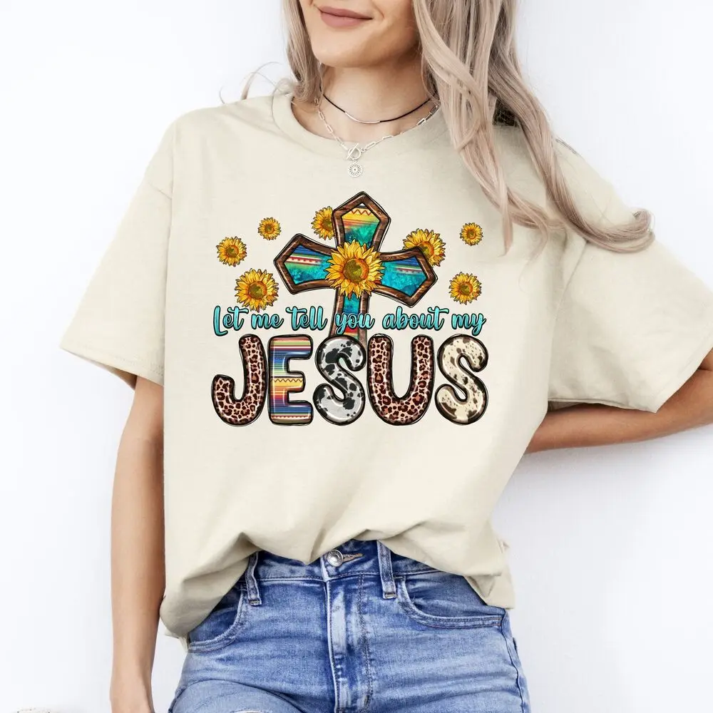 Let me tell you about my  T-Shirt gift Western Christian cross Unisex Tee S High Quality 100%Cotton Short Sleeve