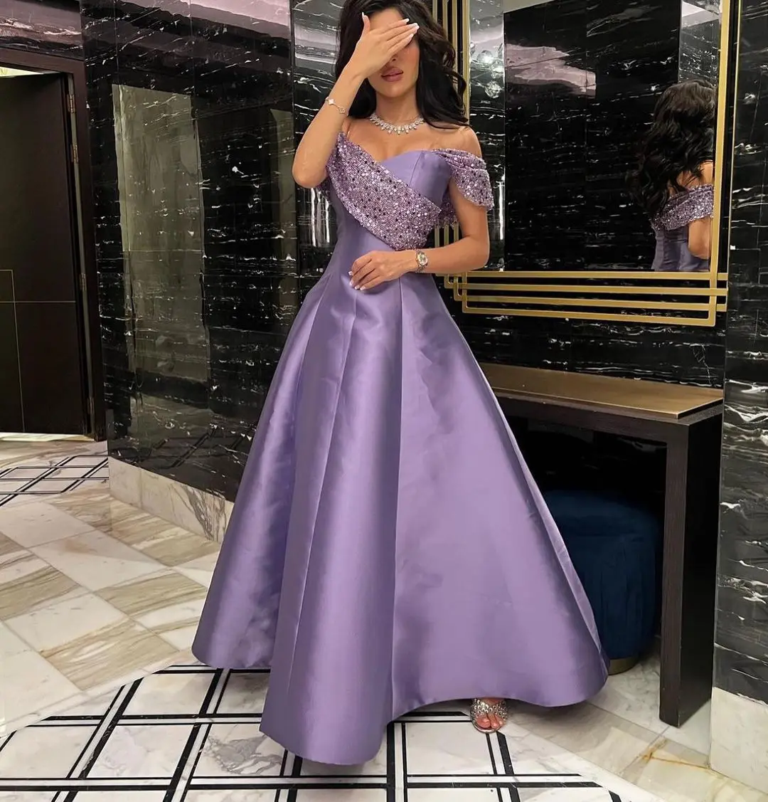 

Sexy Off The Shoulder Evening Dresses Sequins Beadings Backless Floor Length Prom Dresses Formal Party Dresses