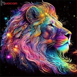 Huacan 5d Diamond Mosaic Animal Full DIY Painting Lion Fantasy Rhinestone Pictures Home Decoration Craft Kit