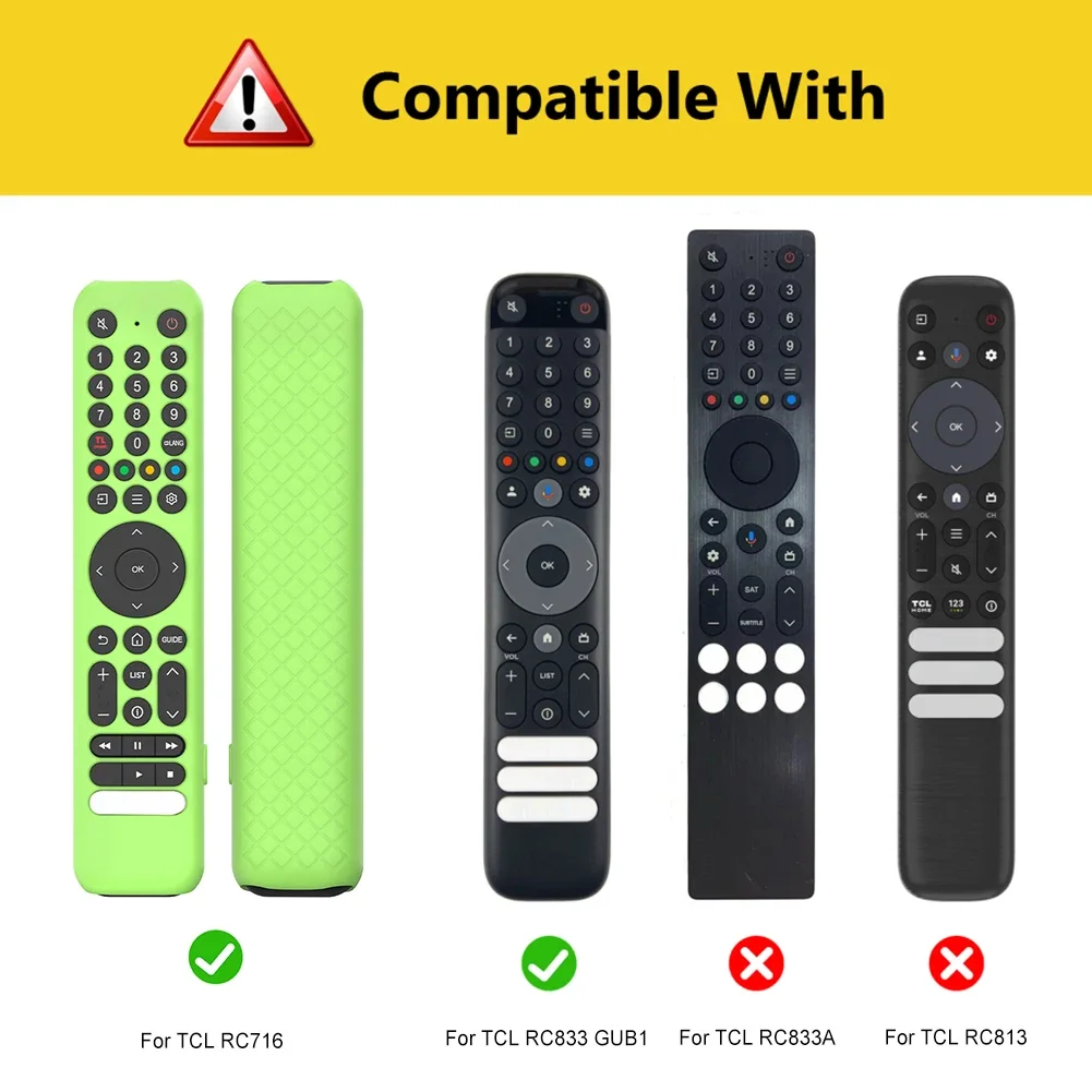 Silicone Remote Case for TCL RC716/RC833 GUB1 TV Remote Control Case Shockproof Remote Protective Case Anti-Drop Silicone Sleeve